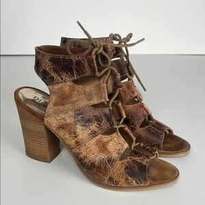 Diba True Tren Dee Women's Brown Leather Lace Up Heeled Gladiator Sandals / SZ 9